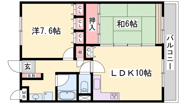 手柄駅 徒歩5分 2階の物件間取画像